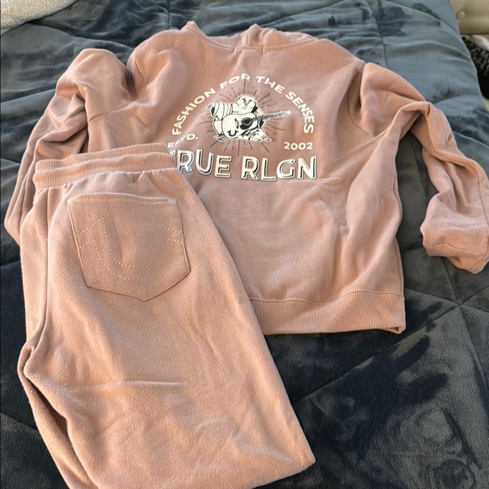 True Religion Pink Long-Sleeve Top with Circular Logo